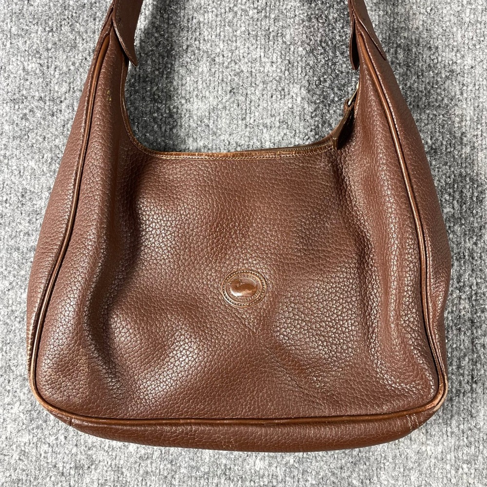 Vintage Dooney Bourke Hobo Bag Womens Medium Brown Pebbled Leather Purse